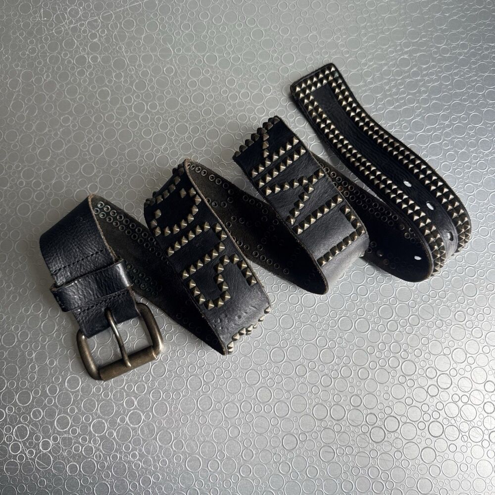VTG Rare Diesel For Successful Living Studded Leather Belt Italy - Size 95 38